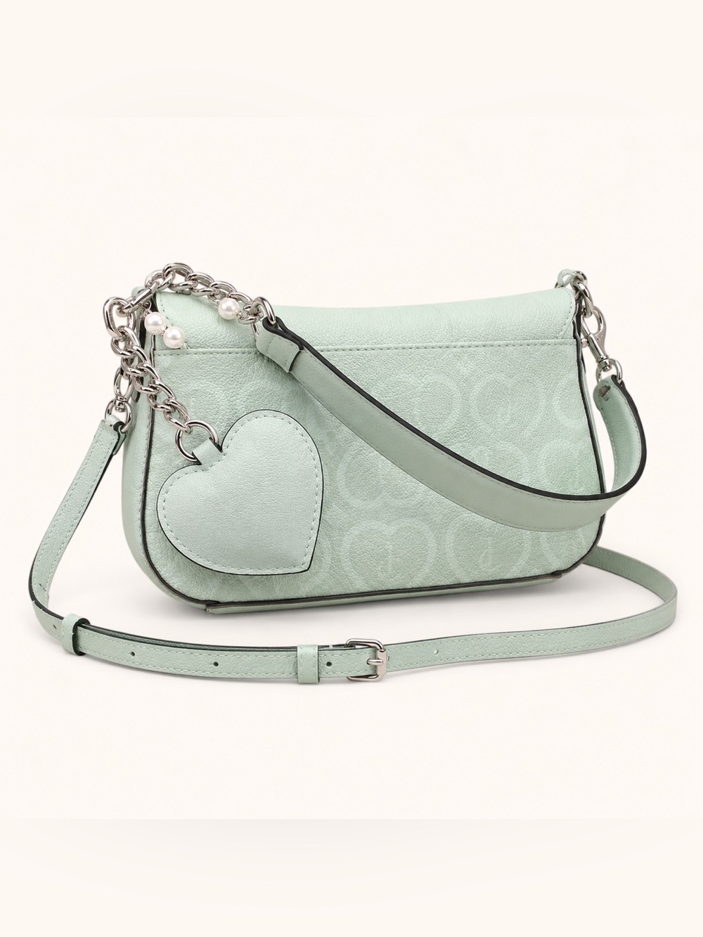 Juicy Couture Mint Green Heart Charm Crossbody Shoulder Bag NWT - Picture 2 of 4